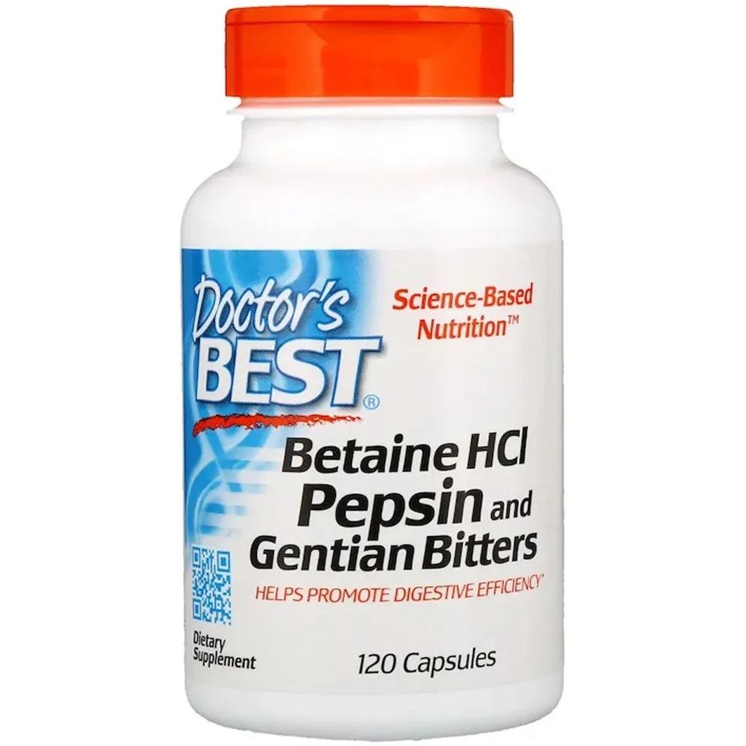 Бетаїн HCL і Пепсин Doctor's Best Betaine HCL & Pepsin 120 капсул - фото 1