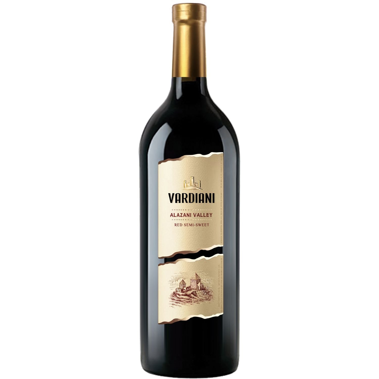 Вино Vardiani Алазанська долина, червоне, напівсолодке, 1,5 л - фото 1