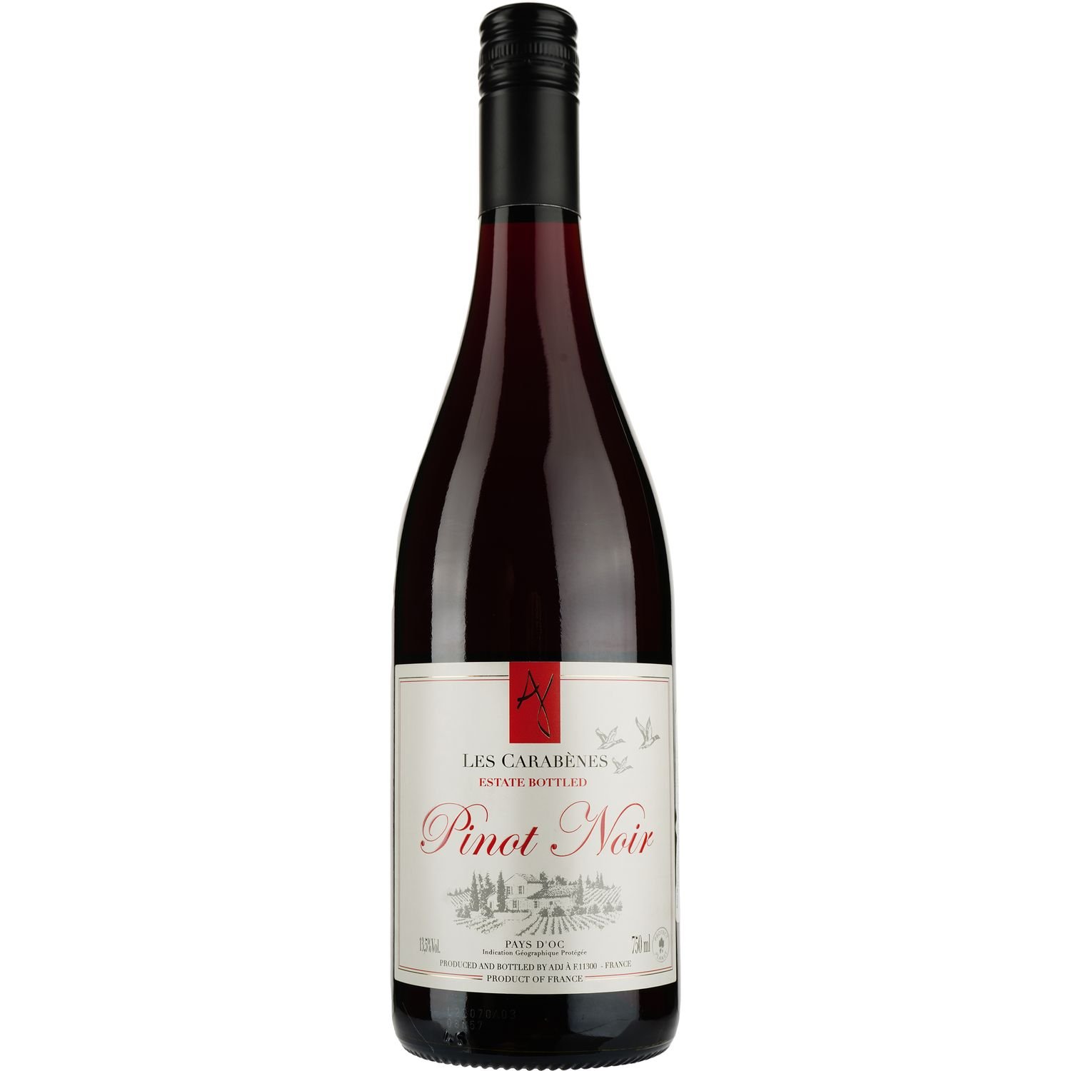 Вино Les Carabenes IGP Pays D'Oc 2020 Pinot Noir, червоне, сухе, 0,75 л - фото 1
