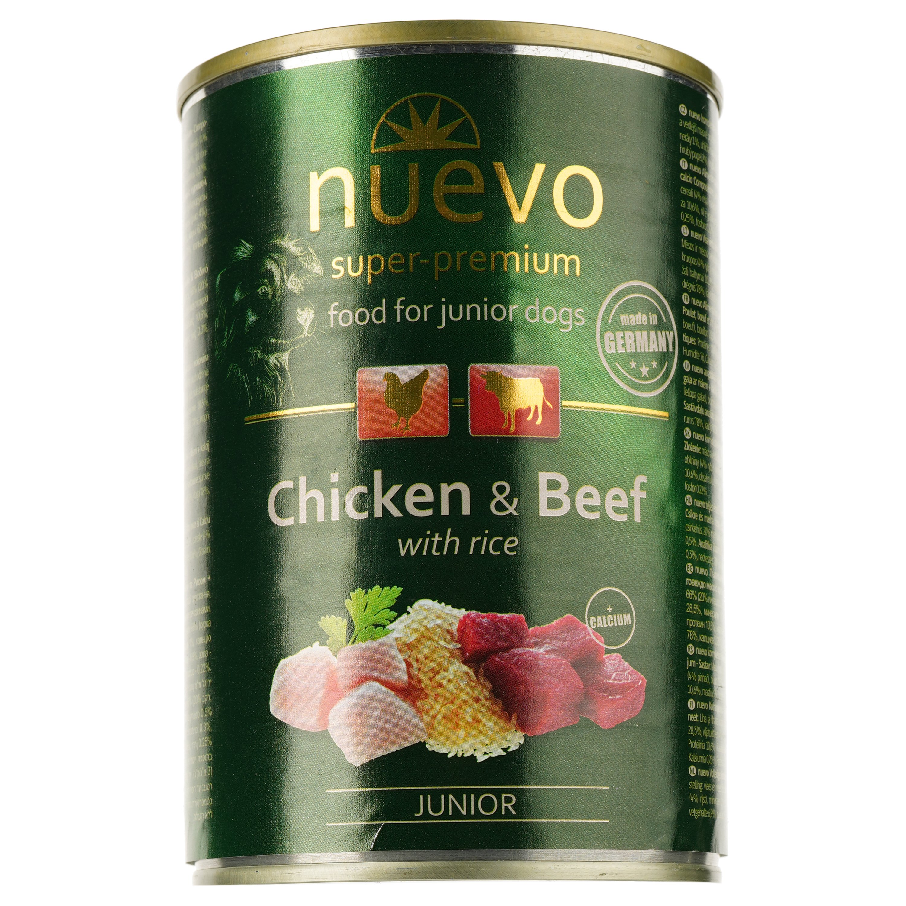 Вологий корм для цуценят Nuevo Junior, з куркою, яловичиною та рисом + кальцій, 400 г (95013 (409)) - фото 2
