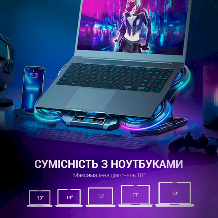 Охлаждающая подставка для ноутбука GamePro Black (CP770) - фото 11