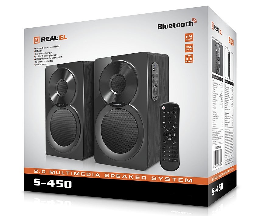 Полочные активные колонки REAL-EL S-450 Bluetooth Black - фото 7