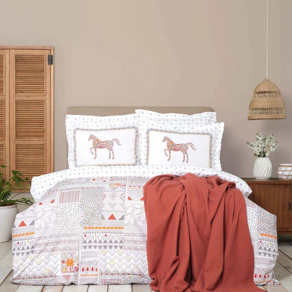 Набор постельное белье с покрывалом пике Karaca Home Halig, евро, оранжевый, 5 предметов (svt-2000022316583) - фото 1