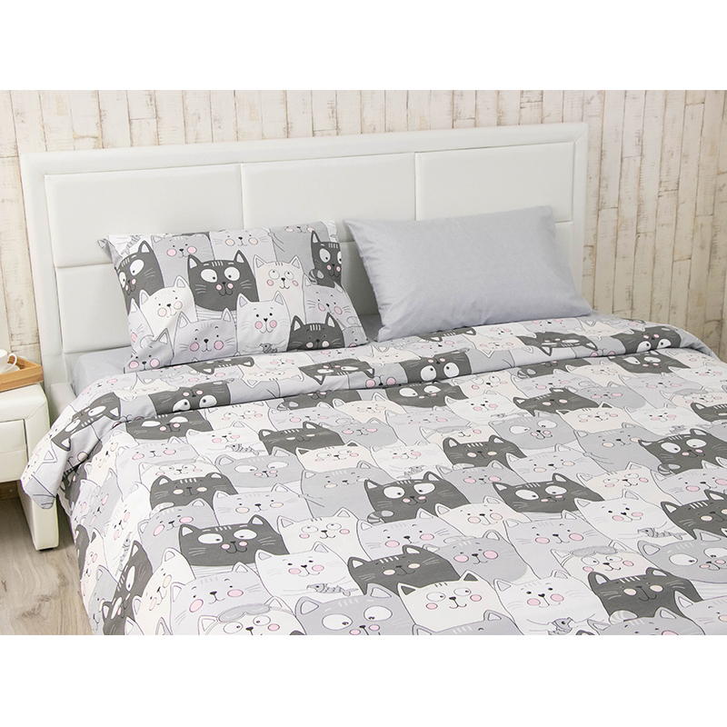 Комплект постельного белья Руно Grey Cat бязь набивная полуторный серый (1.114Б_GreyCat) - фото 7