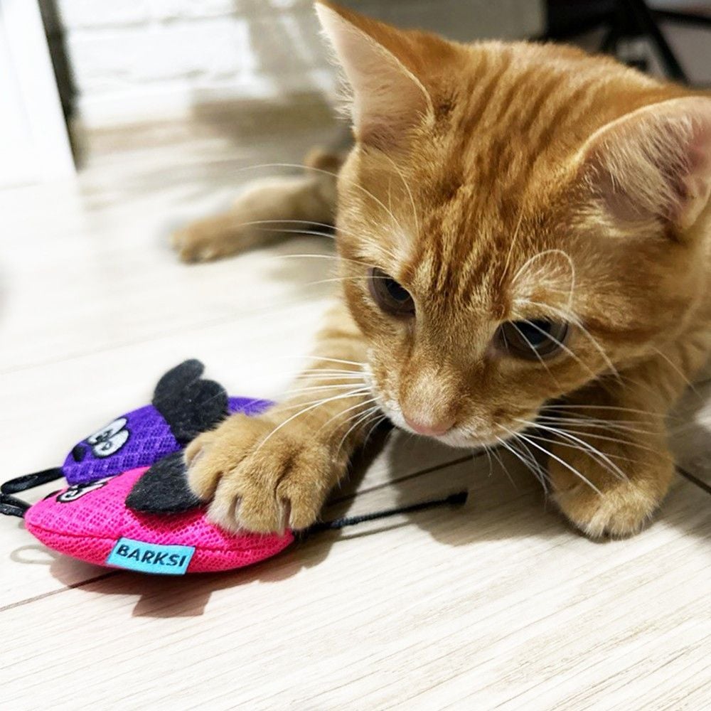 Игрушка для кошек Barksi Мышка с колокольчиком 8х4 см фиолетовая - фото 6