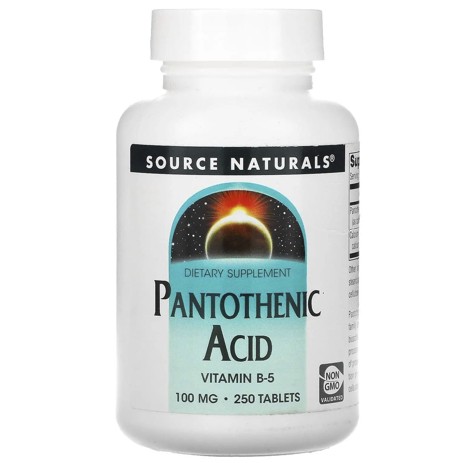 Пантотеновая кислота Source Naturals Pantothenic Acid 100 мг 250 таблеток - фото 1