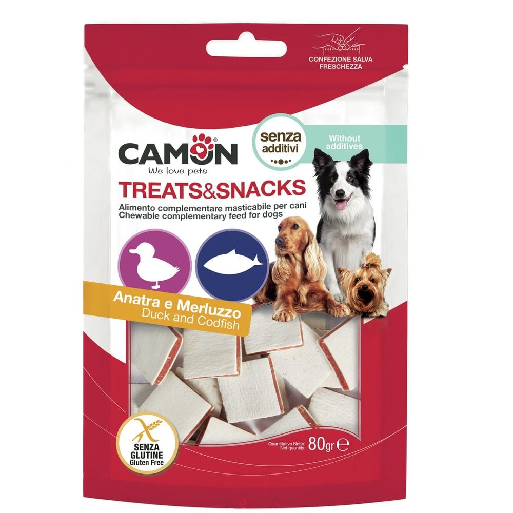 Лакомство для собак Camon Treats & Snacks Сэндвич с уткой и треской, 80 г - фото 1
