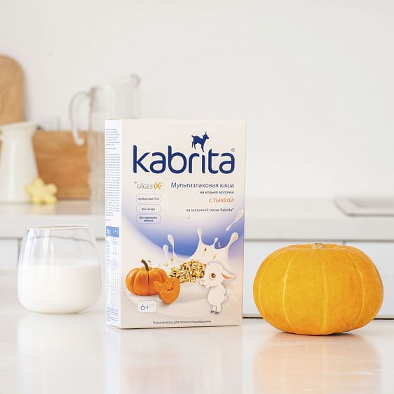 Молочная каша на козьем молоке Kabrita Мультизлаковая с тыквой 1.26 кг (7 шт. х 180 г) - фото 3