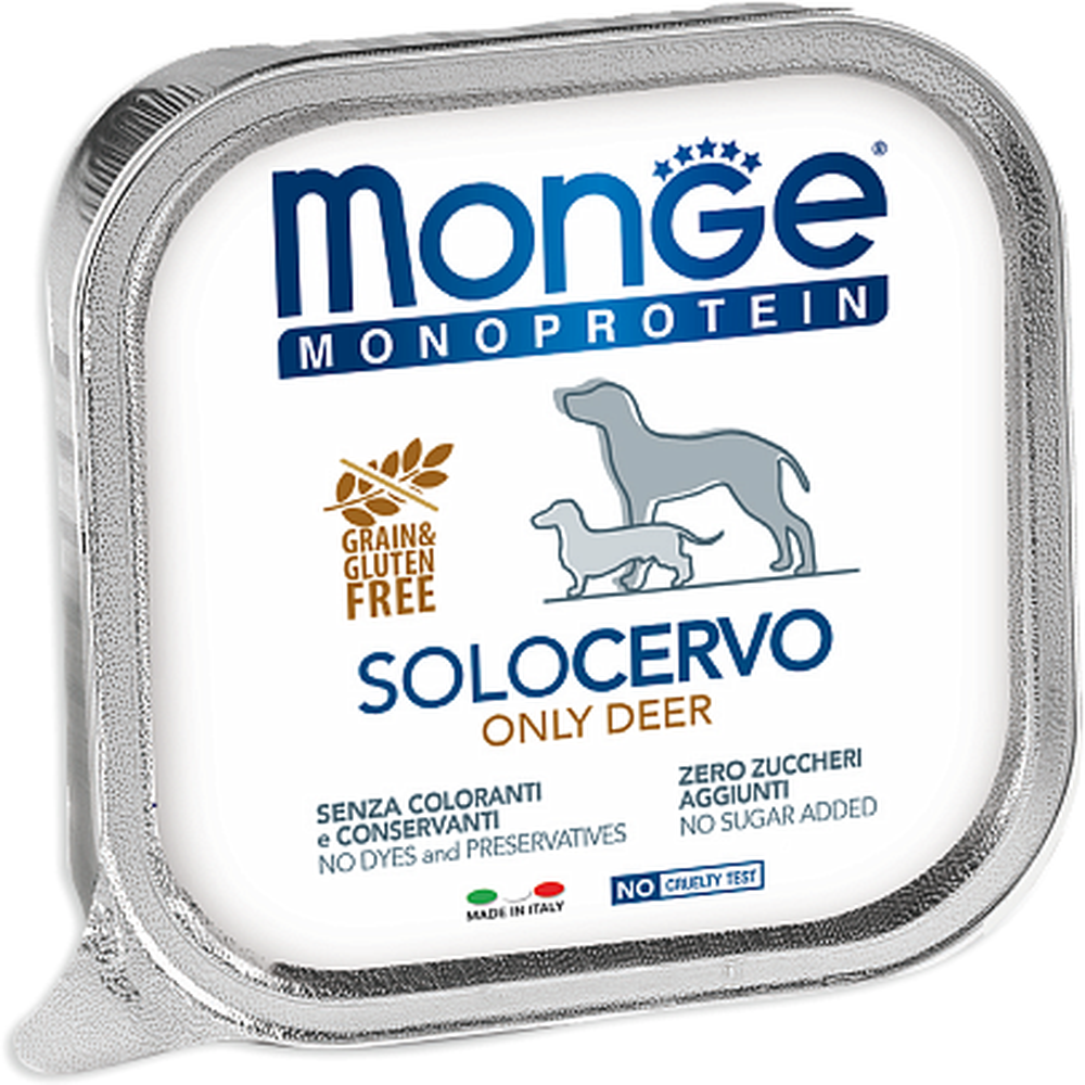 Вологий корм Monge Dog Solo, для дорослих собак, 100% оленина, 150 г - фото 1