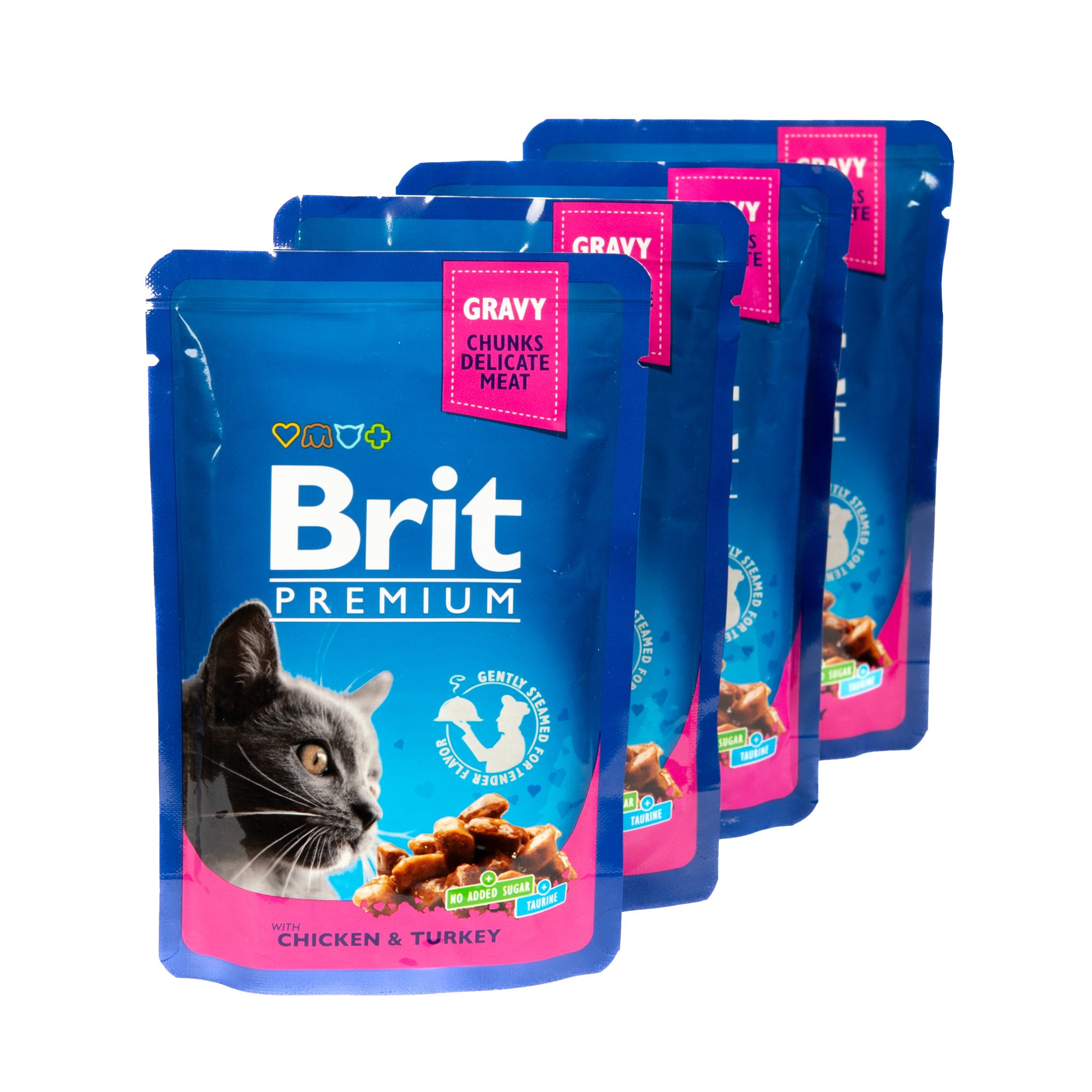 Набір вологого корму Brit Premium Cat з куркою та індичкою 3+1 х 100 г - фото 3