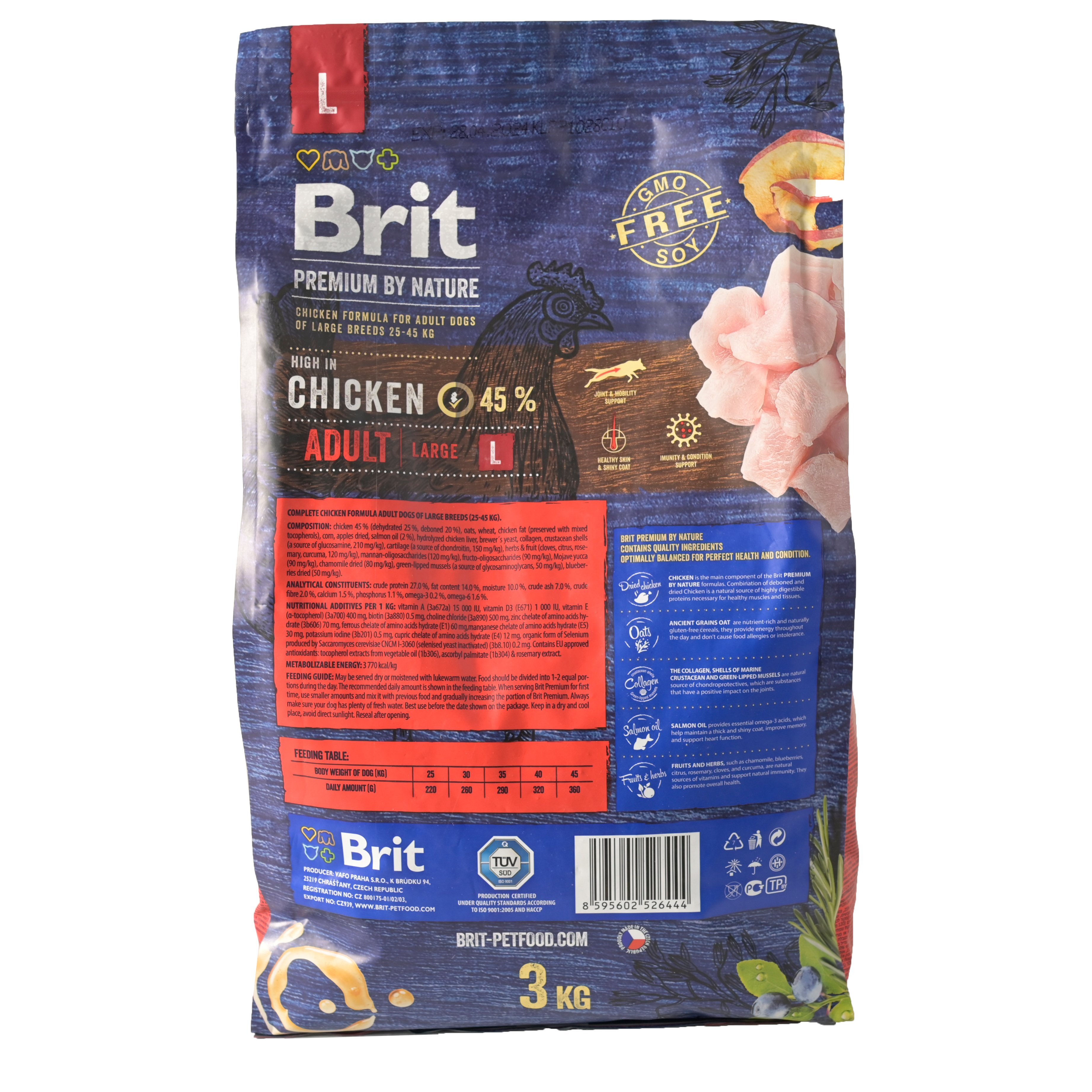 Сухий корм для собак великих порід Brit Premium Dog Adult L, з куркою, 3 кг - фото 3