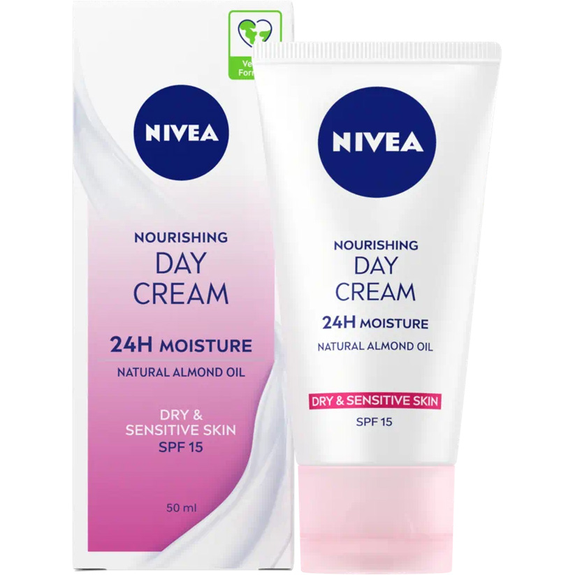 Питательный дневной крем Nivea SPF 15 Интенсивное увлажнение 24 часа для сухой и чувствительной кожи 50 мл - фото 1