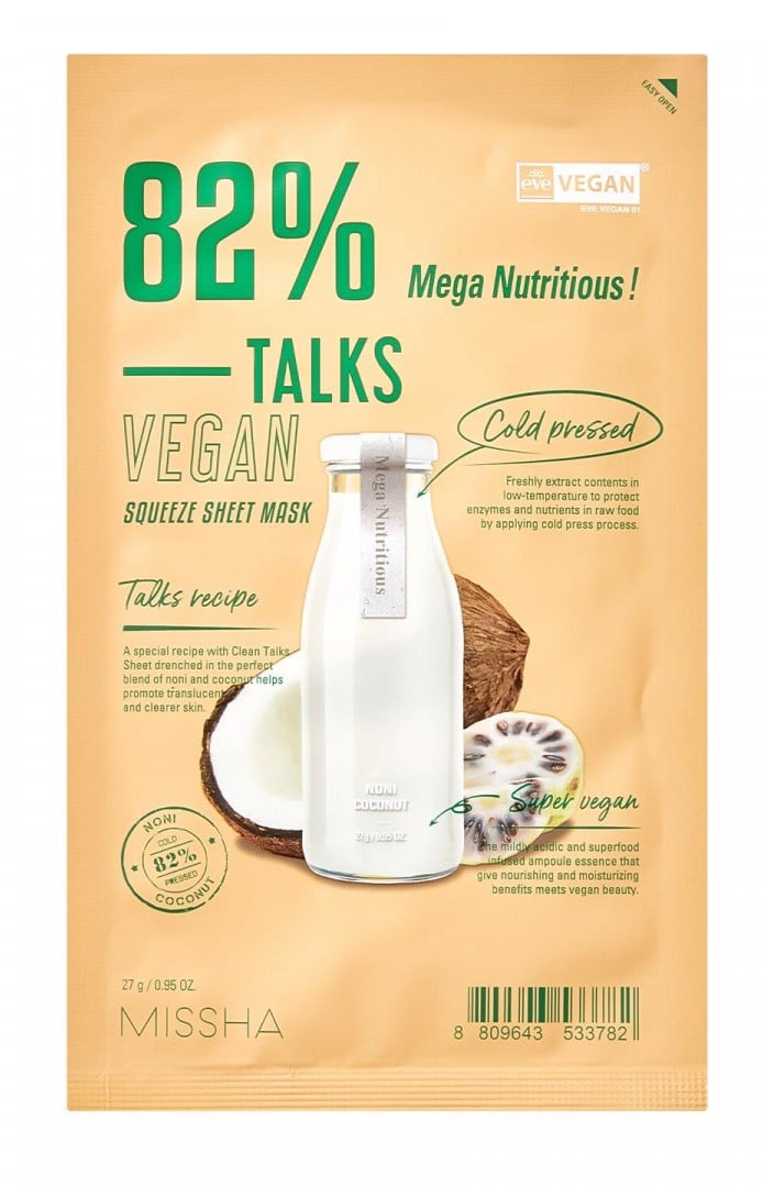 Фото - Маска для обличчя Missha Тканинна маска  Talks Vegan Squeeze Mega Nutritious, 27 г 