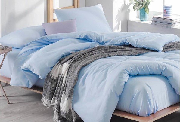 Комплект постельного белья Eponj Home Paint D.Boya A.Mavi ранфорс, евростандарт, голубой, 4 предмета (svt-2000022293433) - фото 1