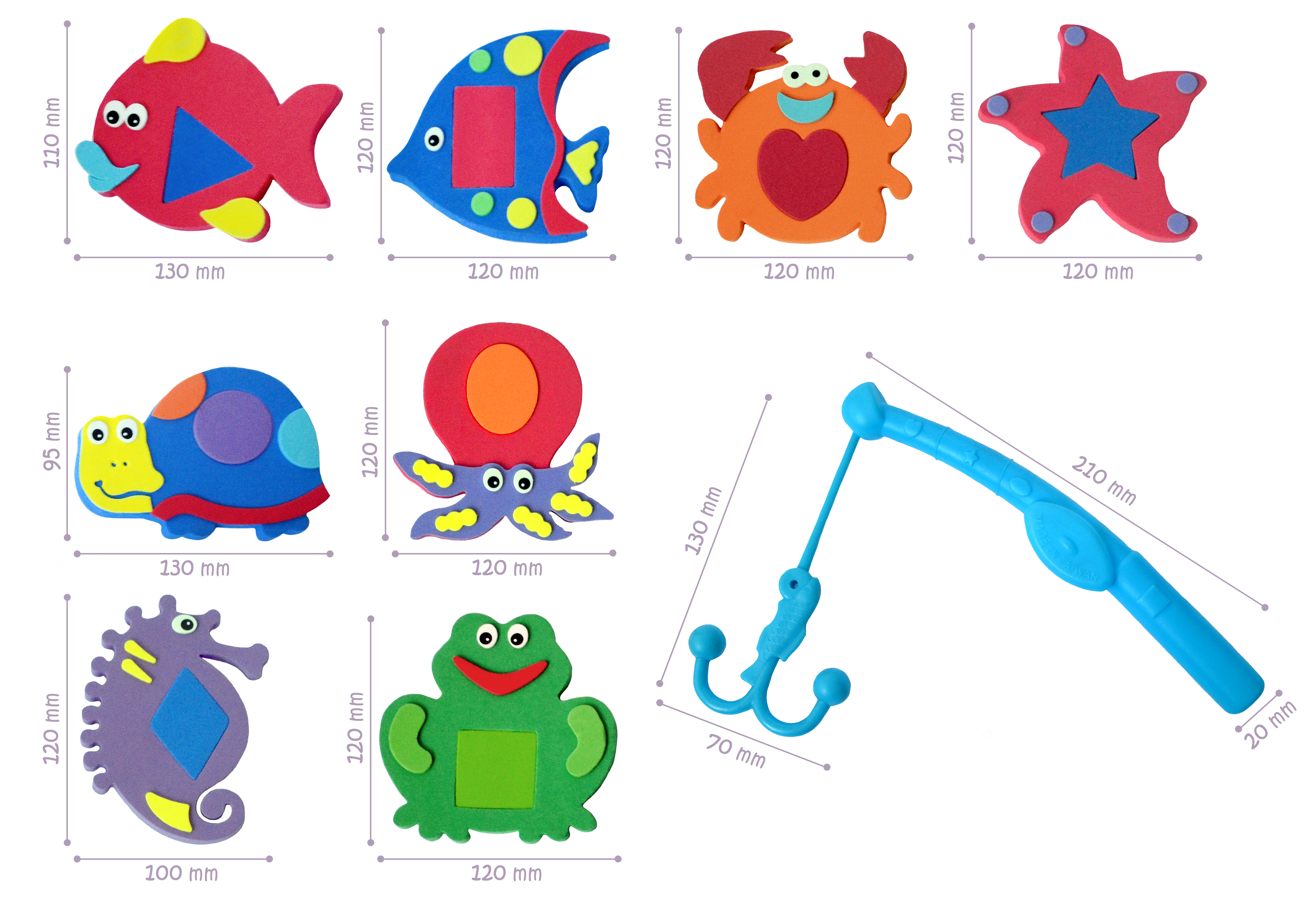 Аква-пазлы Baby Great Морские жители и фигуры, 9 игрушек (GB-7624) - фото 3