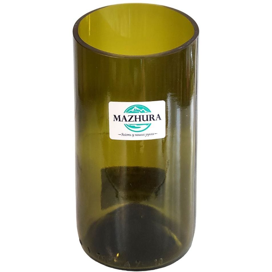 Ваза Mazhura Vine скляна скос 15 см оливкова (mz706778) - фото 1