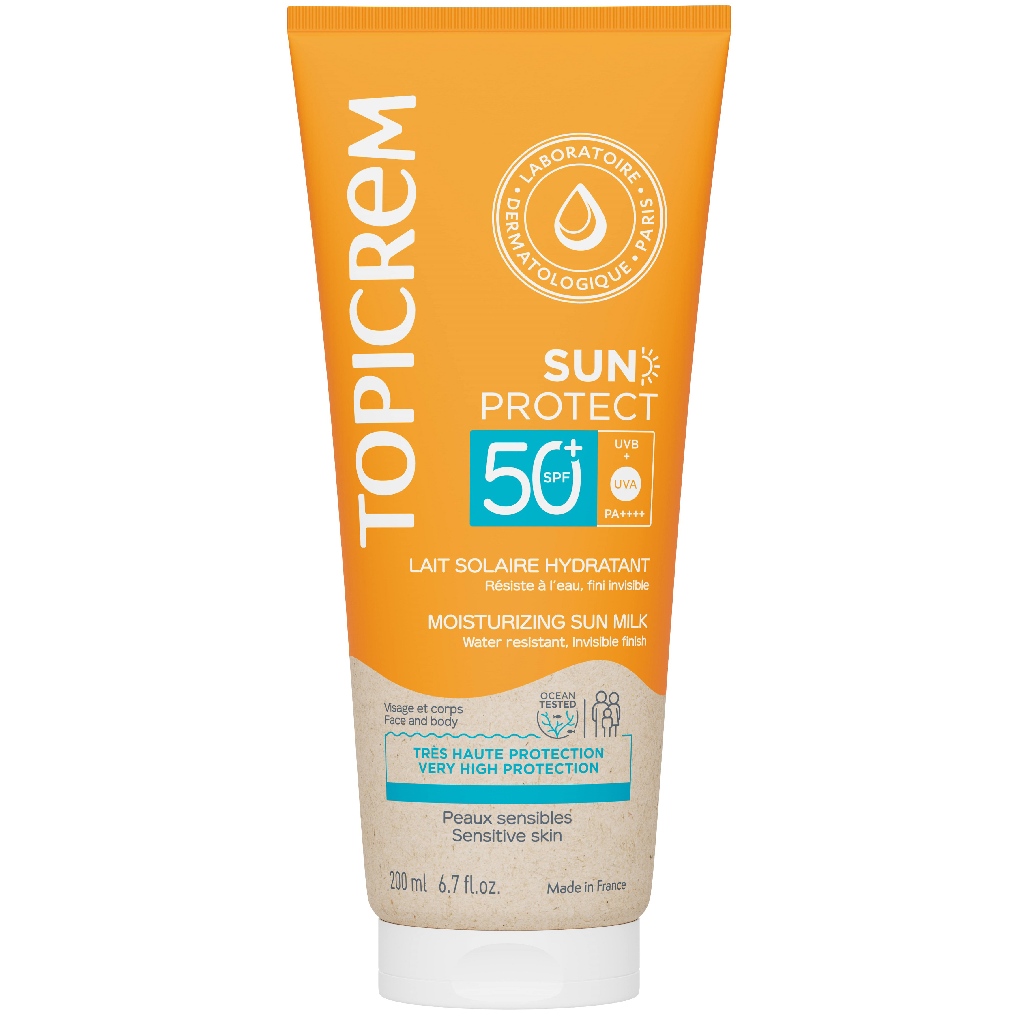 Сонцезахисне зволожувальне молочко для тіла та обличчя Topicrem Sun Protect SPF50+ 200 мл - фото 1