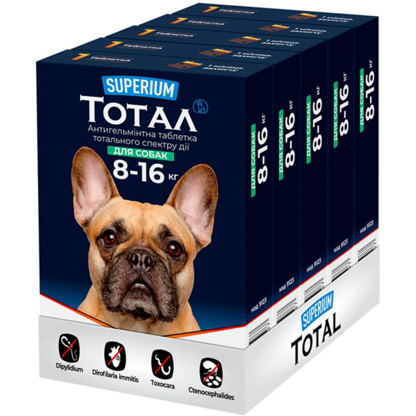 Антигельмінтні пігулки для собак Superium Тотал Тотального спектра дії, 8-16 кг, 1 шт. - фото 2