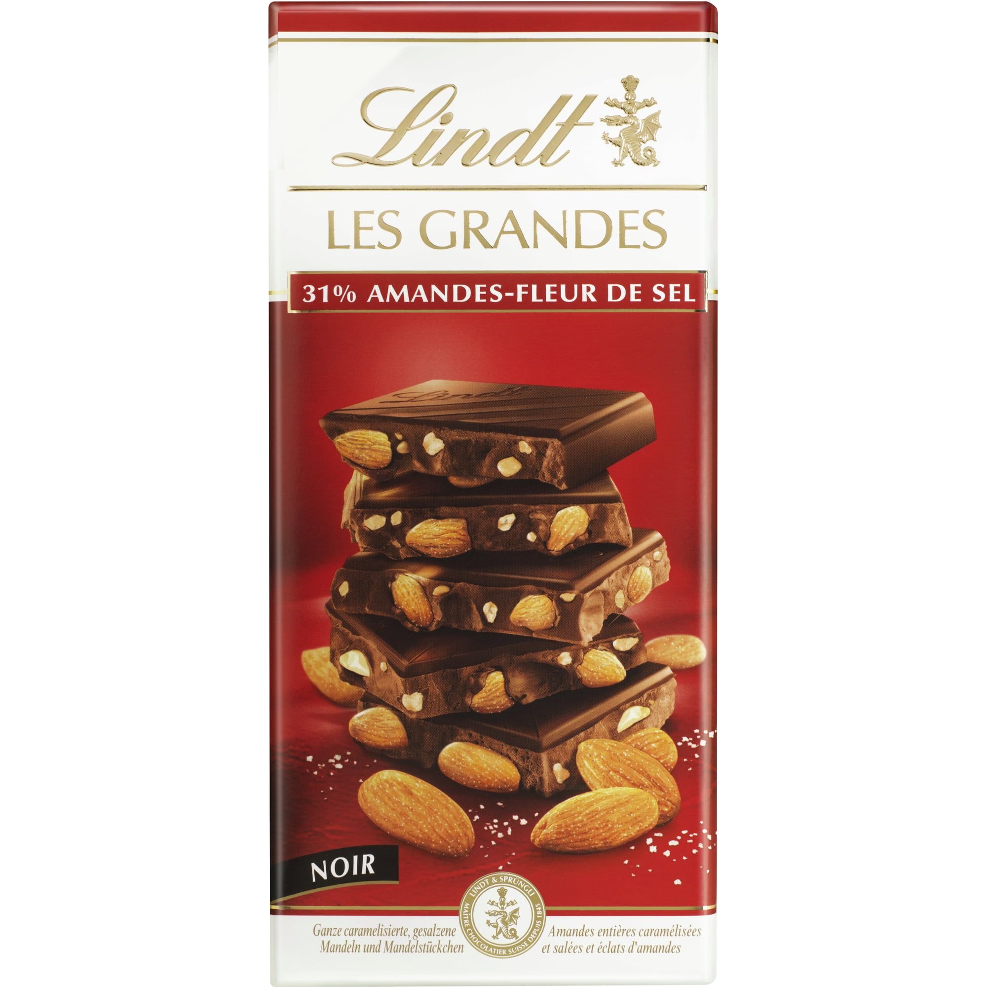 Шоколад чорний Lindt Les Grandes з цілим мигдалем 150 г - фото 1