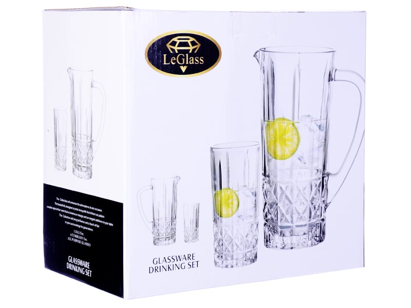 Набор для напитков LeGlass: кувшин, 1 л + стаканы по 250 мл, 7 предметов (600-005) - фото 2