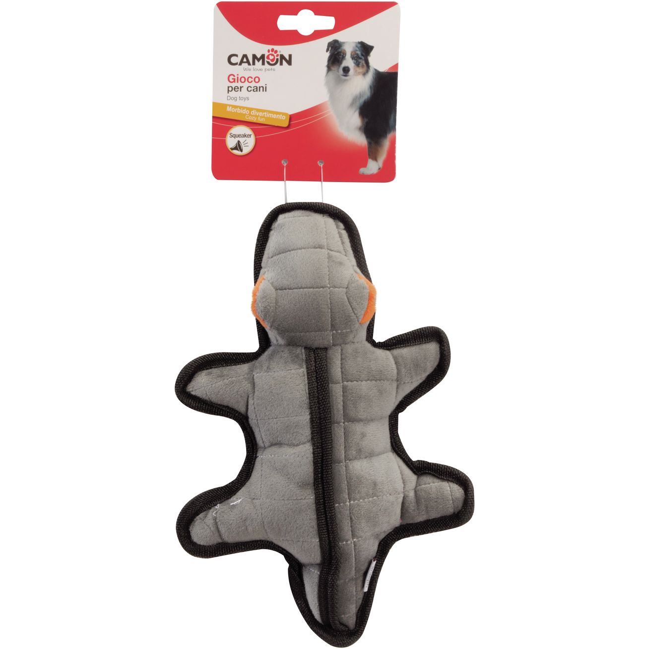 Игрушка для собак Camon Plush Crocodile Серый крокодил с пищалкой 28 см - фото 2