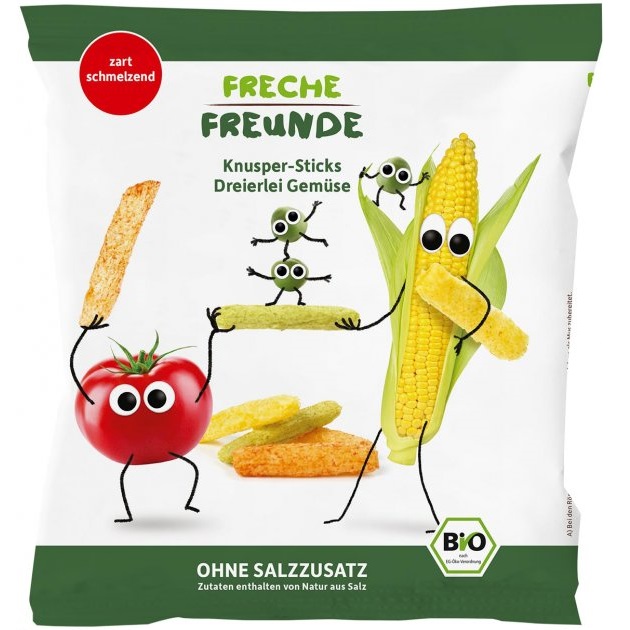 Снеки органічні Freche Freunde кукурудзяно-рисові, Овочевий мікс, 30 г (524213) - фото 1