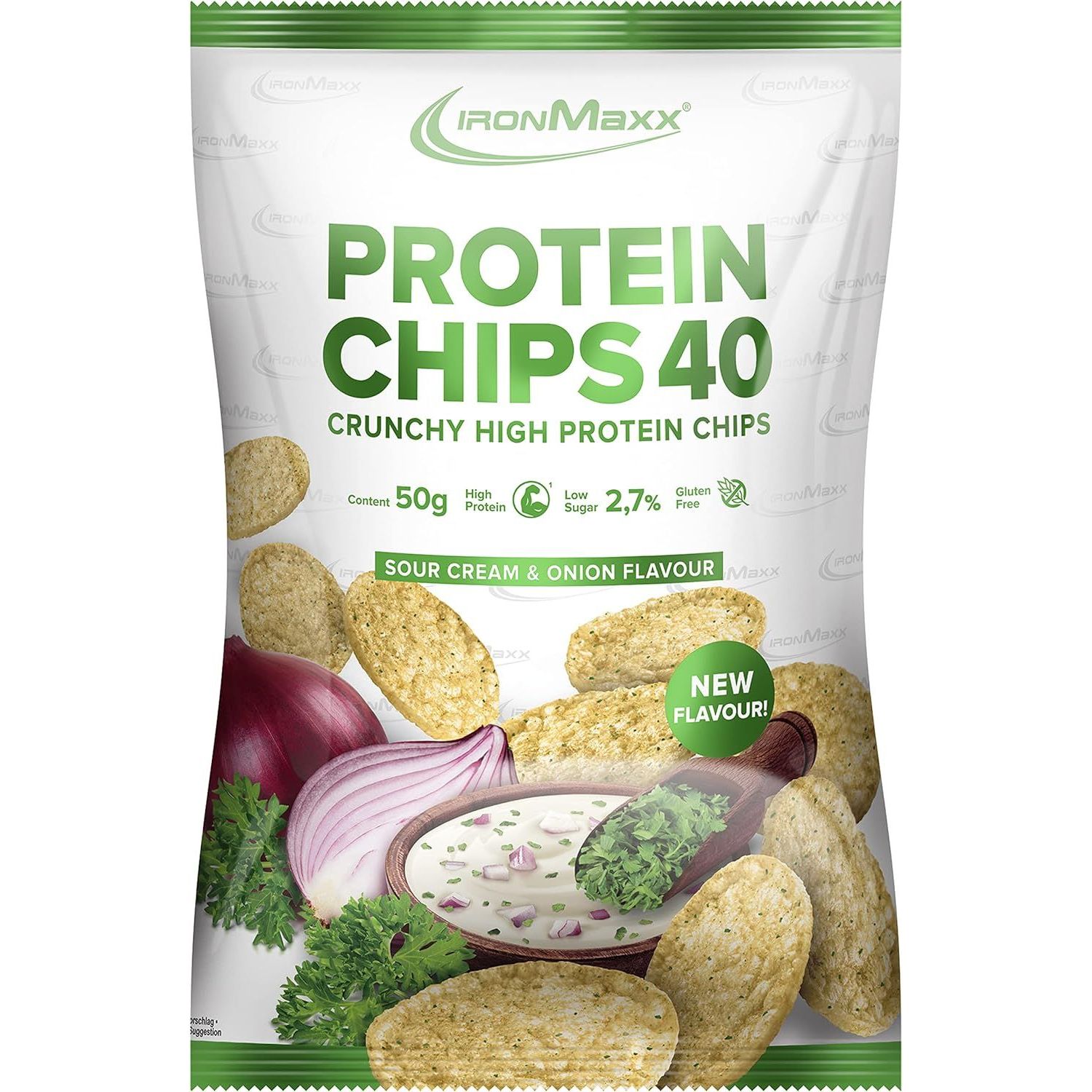 Протеиновые чипсы IronMaxx Protein Chips 40 Сметана 50 г - фото 1