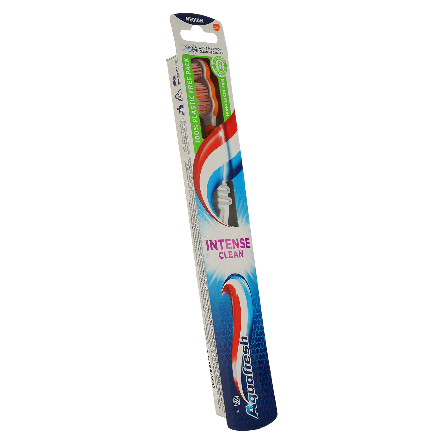 Зубна щітка Aquafresh Intense Clean medium біла з помаранчевим 2 шт. - фото 2