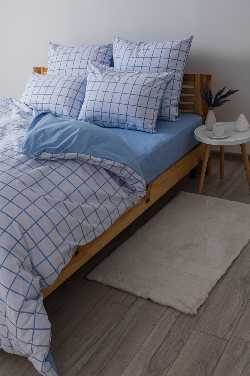 Комплект постельного белья ТЕП Happy Sleep Blue Check семейный голубой с белым (2-03797_25208) - фото 6