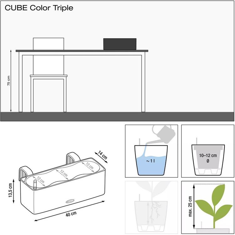 Вазон Lechuza Cube Color Triple 40 пісочно-коричневий (13686) - фото 6