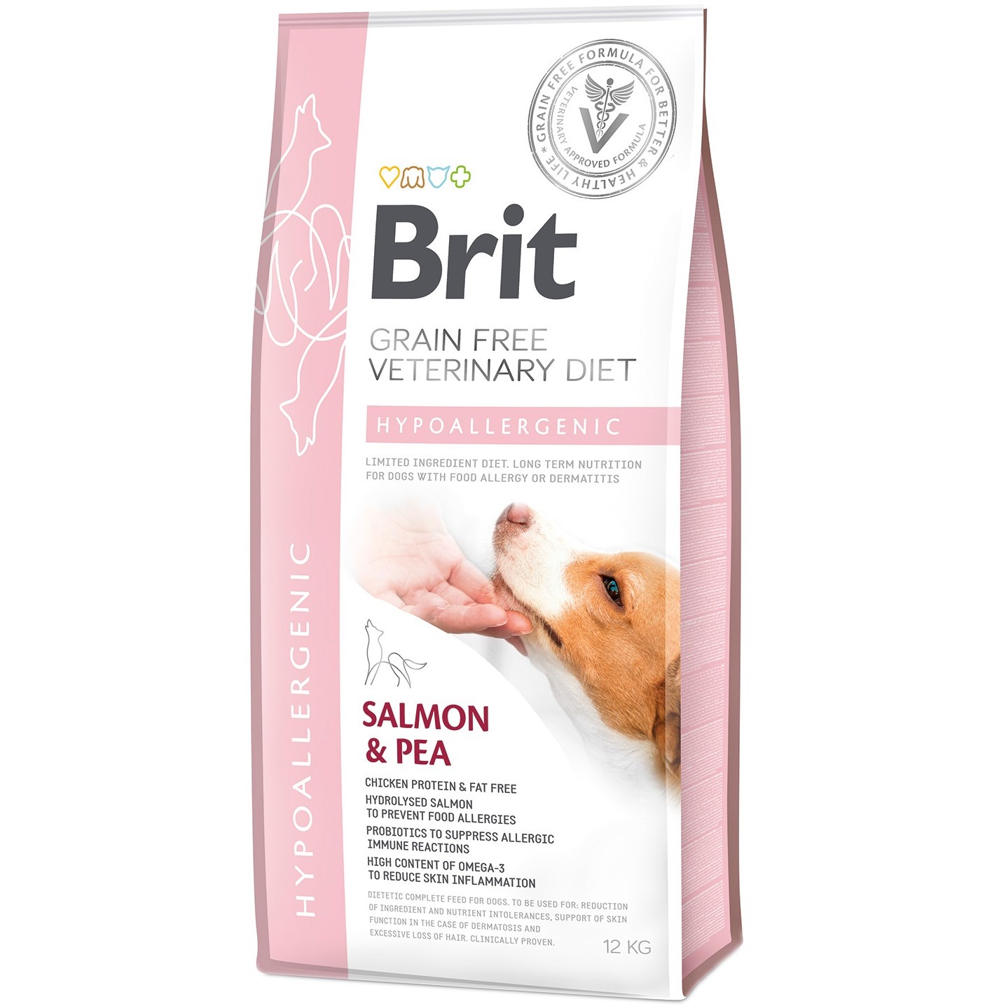 Сухой корм для всех возрастов собак Brit VetDiets Grain Free Hypoallergenic при пищевой аллергии с лососем, горохом и гречкой 12 кг - фото 1