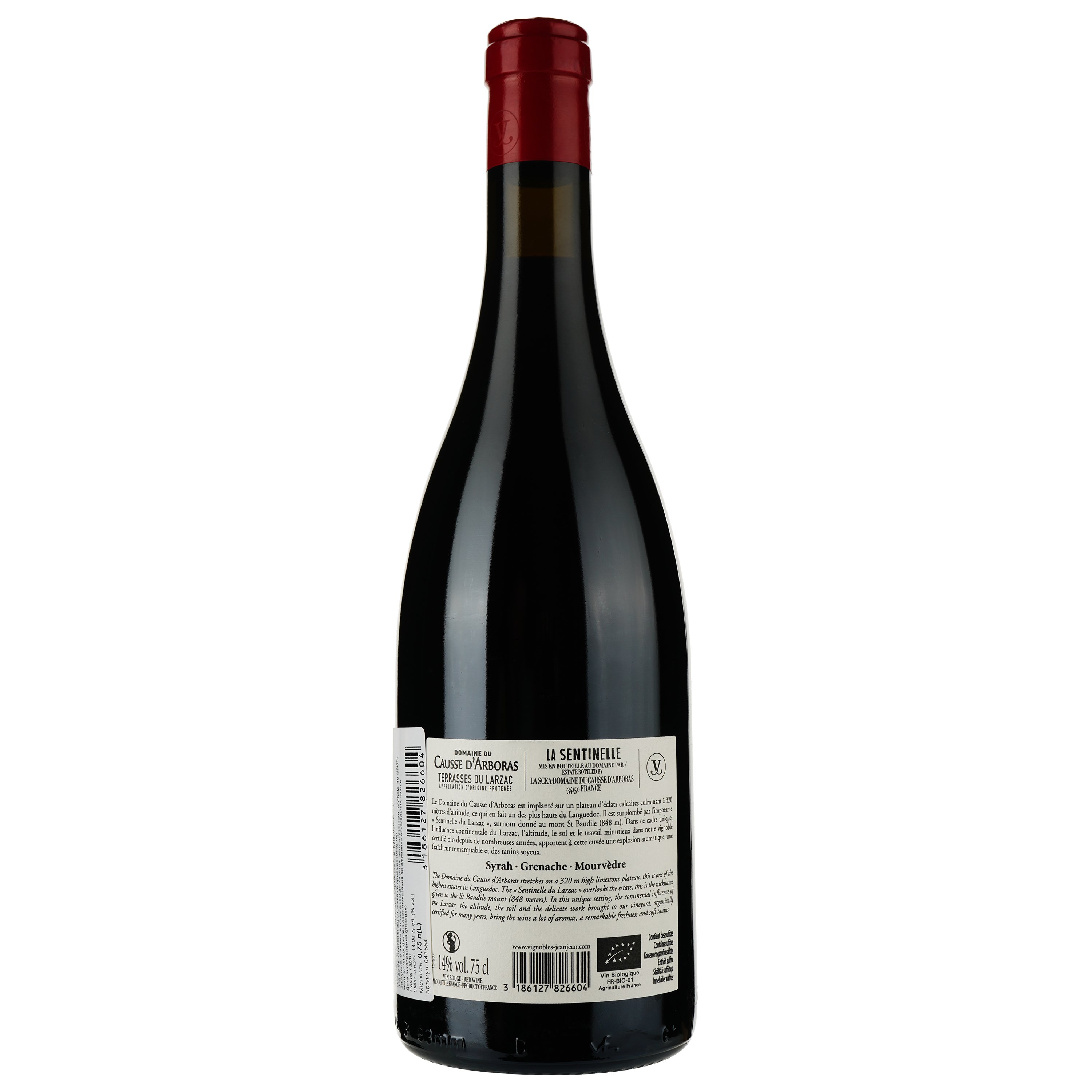 Вино Vignobles Jeanjean Terrasses Du Larzac La Sentinelle Domaine Causse D'arboras Bio 2019 червоне сухе 0.75 л - фото 2