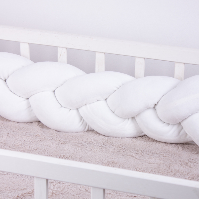 Защитная велюровая коса в кроватку MirSon Kids Time 28-0001 White Velvet, белая - фото 4