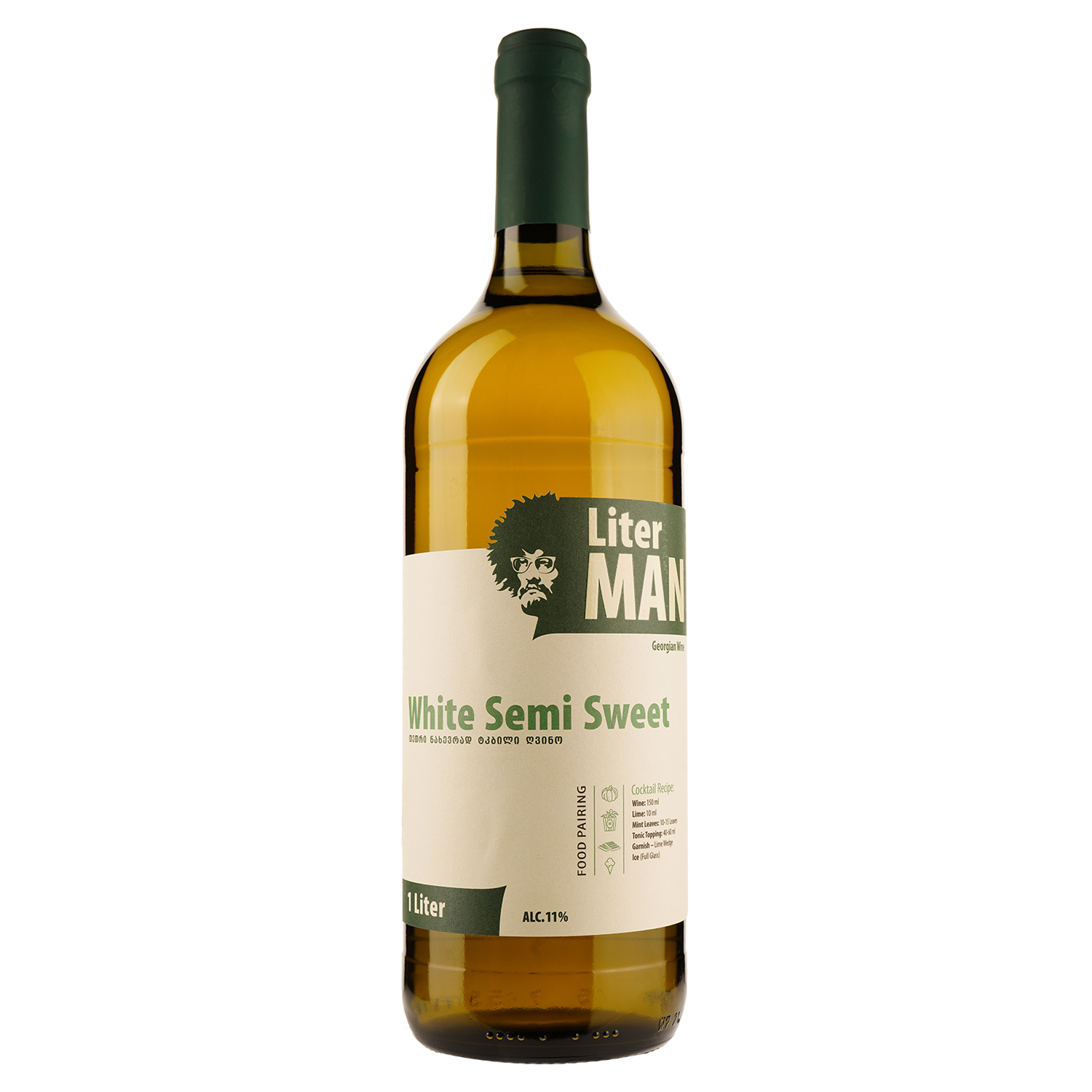 Вино Shilda Liter Man White Semi Sweet, белое, полусладкое, 1 л - фото 1