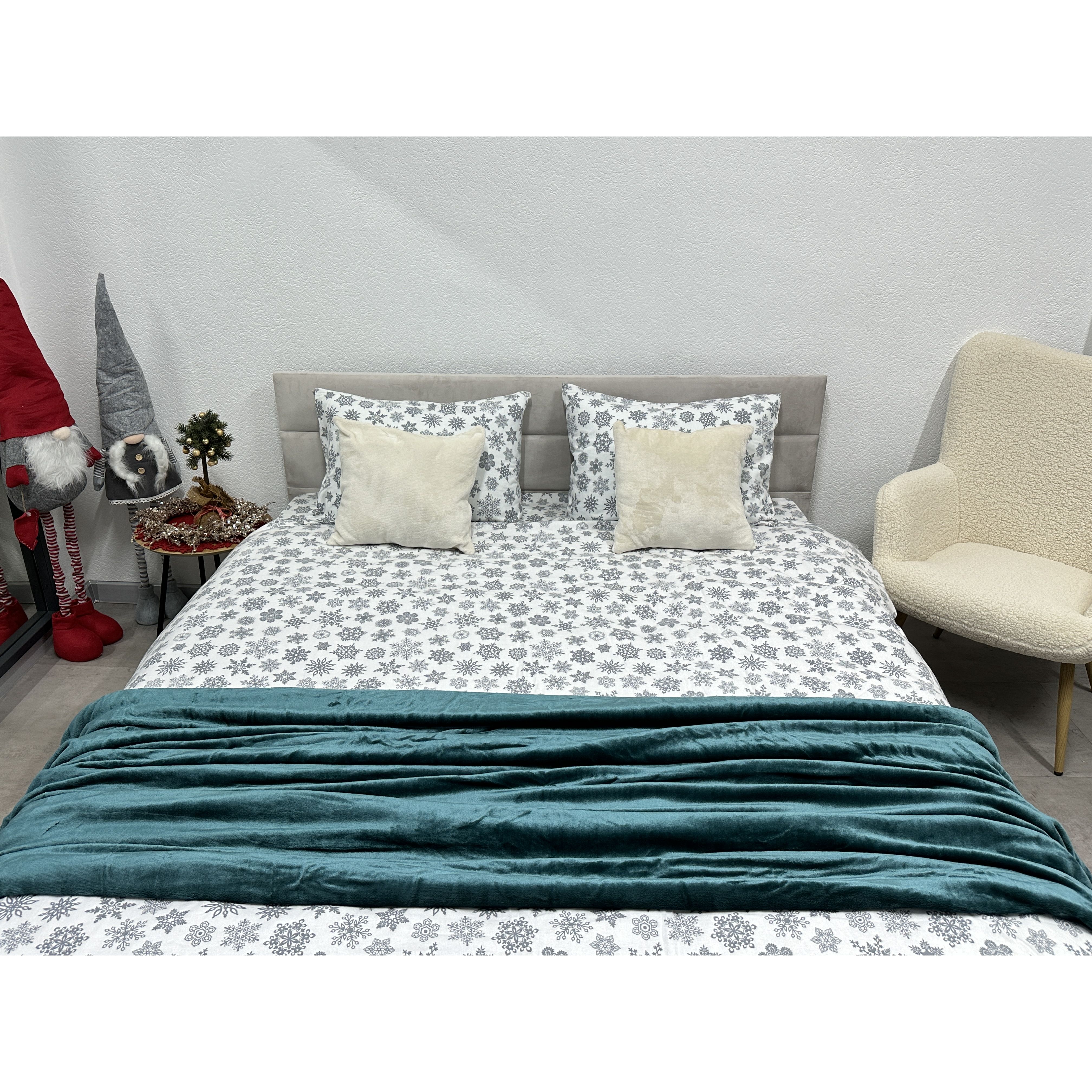 Комплект постельного белья Ecotton семейный 15491 Снежинка на белом (24265) - фото 2