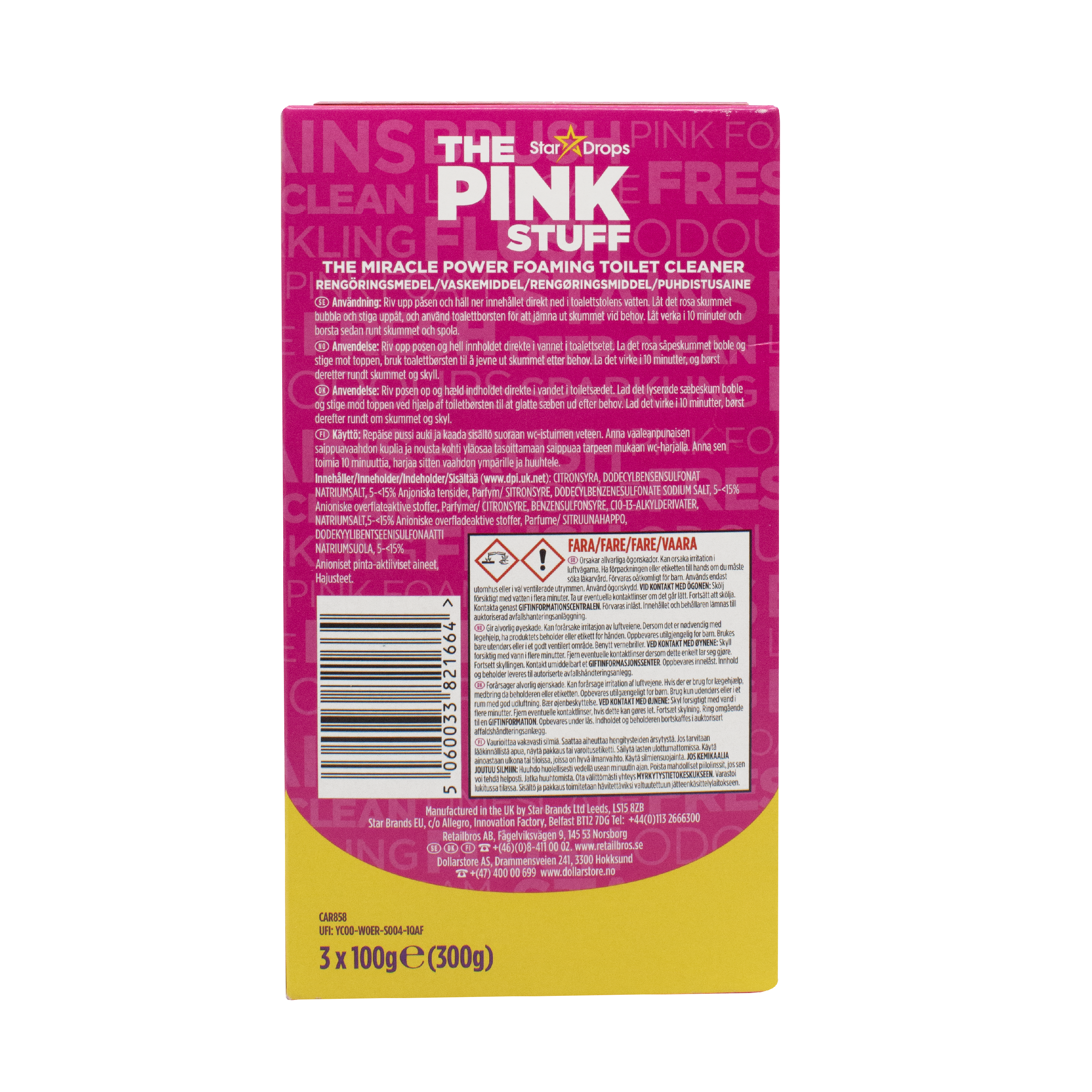 Порошок для чищення унітаза Pink Stuff 300 г (3 x 100 г) - фото 2