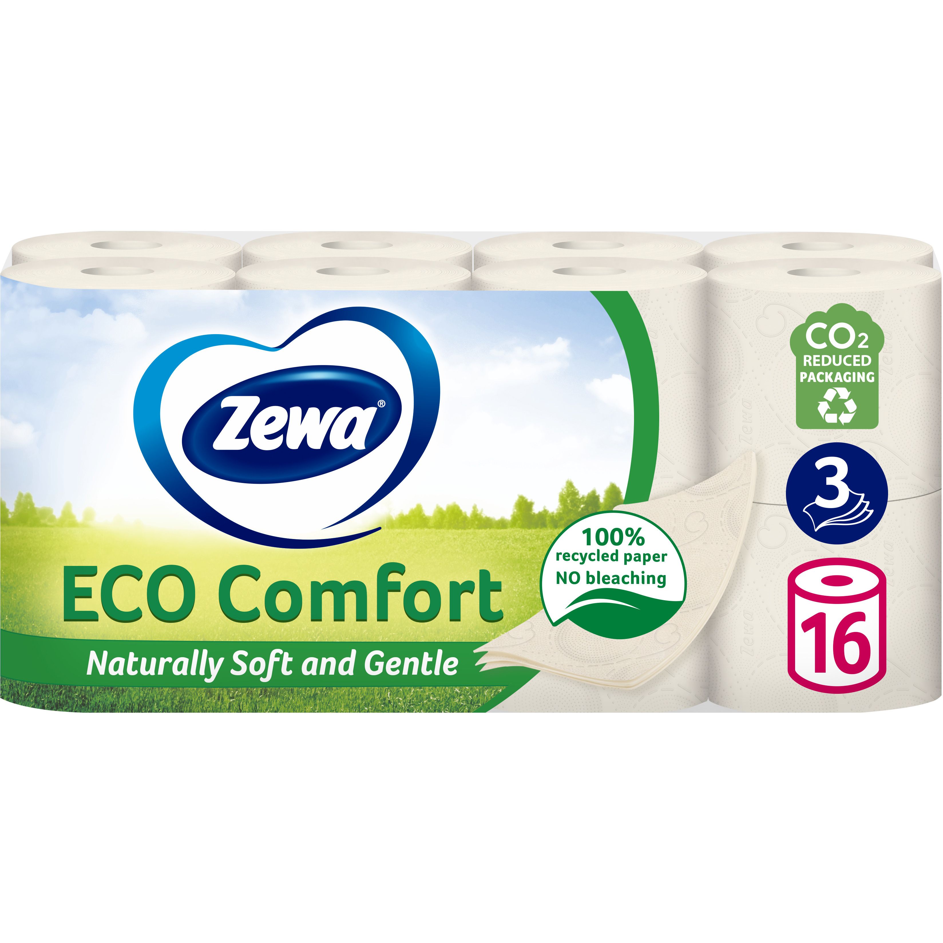 Туалетная бумага Zewa Eco Comfort трехслойная 16 рулонов - фото 1