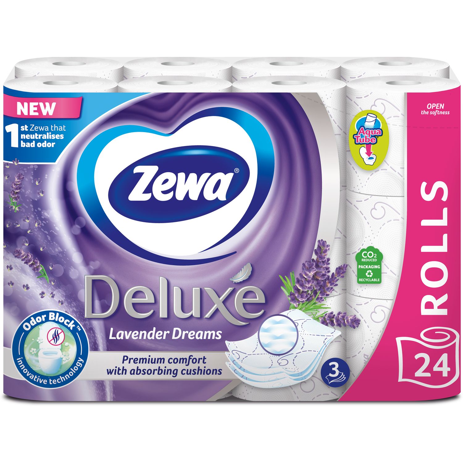 Туалетний папір Zewa Deluxe Лаванда, тришаровий, 24 рулони - фото 2