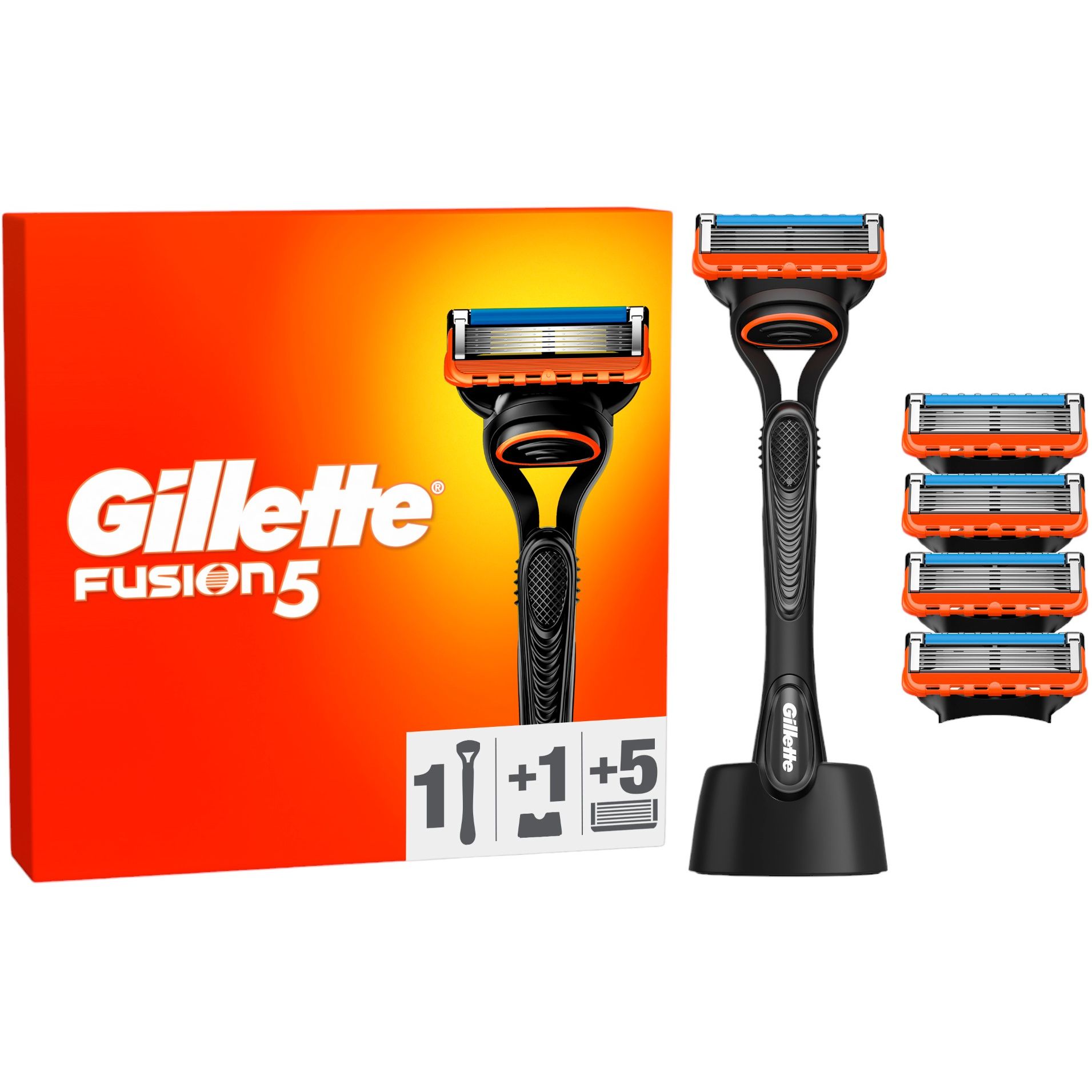 Станок для гоління чоловічий Gillette Fusion5 з 5 змінними картриджами + підставка - фото 1