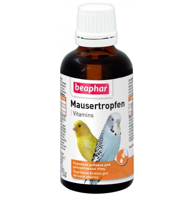 Вітаміни для покращення яскравості кольору пір’я птахів Beaphar Mausertropfen, 50 мл (13225) - фото 1