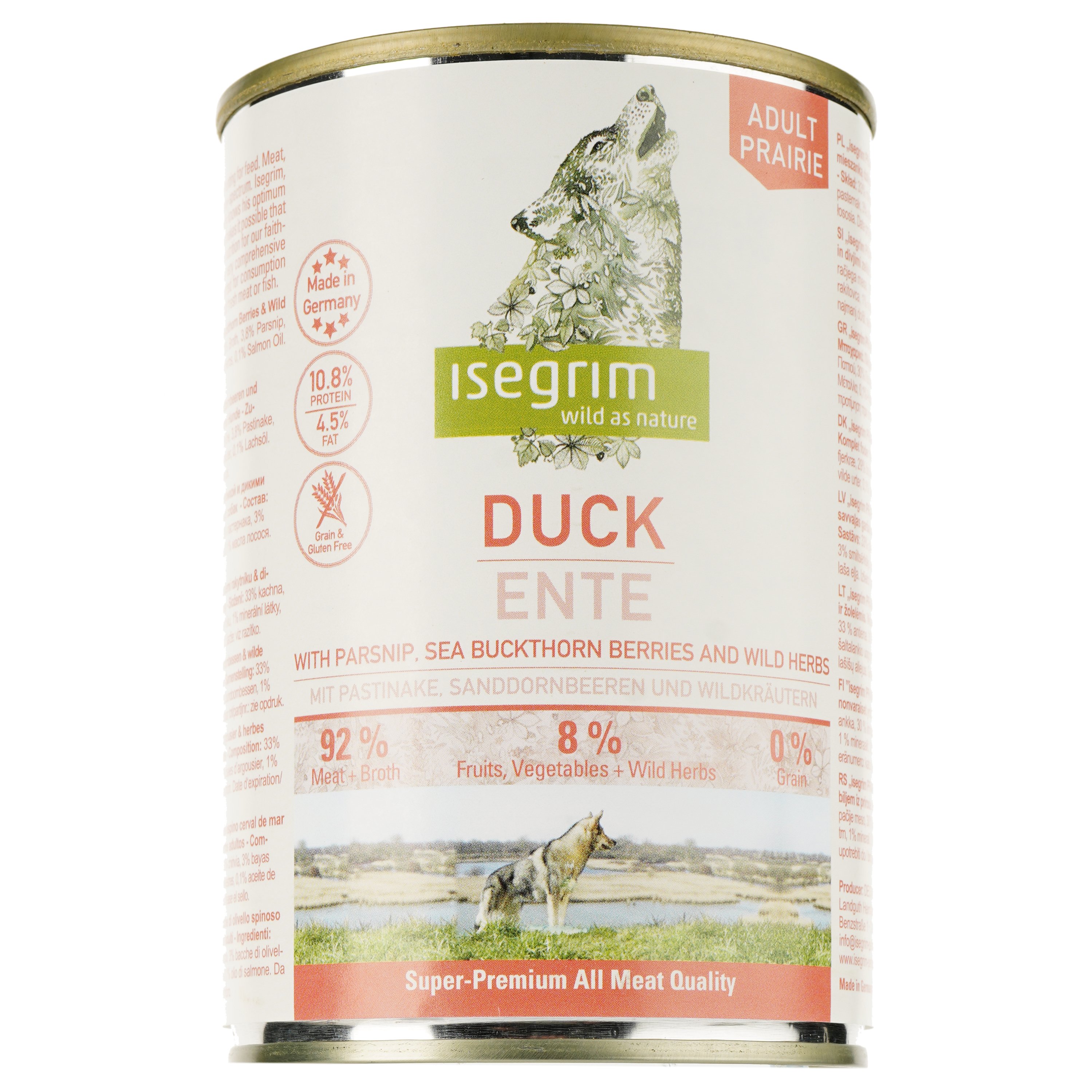 Вологий корм для дорослих собак Isegrim Adult Duck with Parsnip, Sea Buckthorn, Wild Herbs Качка з пастернаком, обліпихою і травами, 400 г - фото 1
