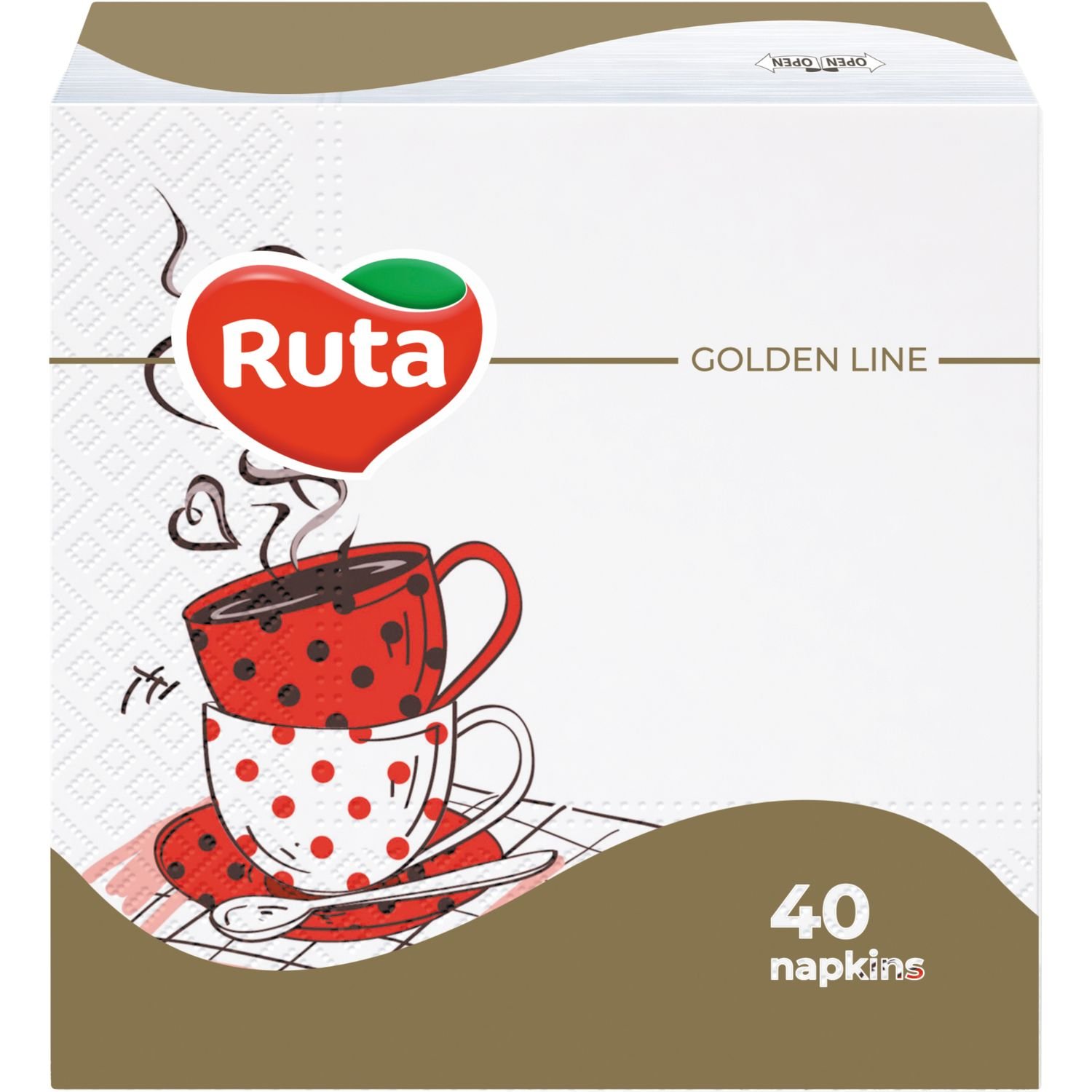 Серветки Ruta Double Luxe Кухня, двухслойные, 24х24 см, 40 шт., белые - фото 1