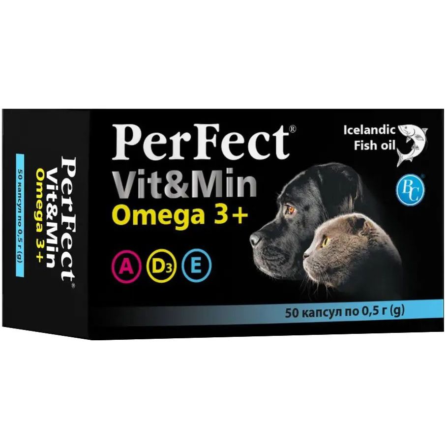 Добавка для собак та котів Ветсинтез PerFect Vit&Min Omega3+ №50 по 0.5 г - фото 1