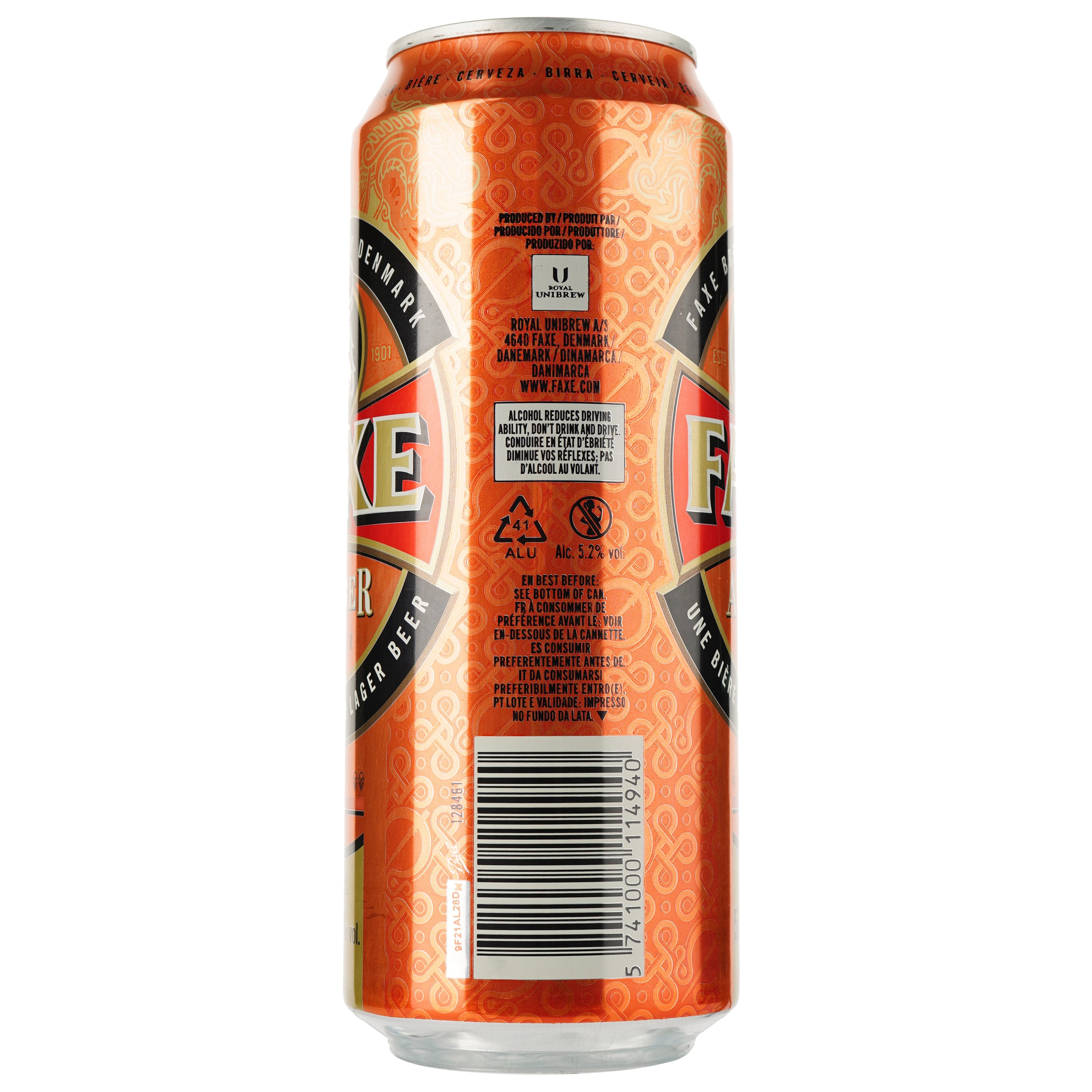 Пиво Faxe Amber, бурштинове, 5,2%, з/б, 0,5 л (863086) - фото 2