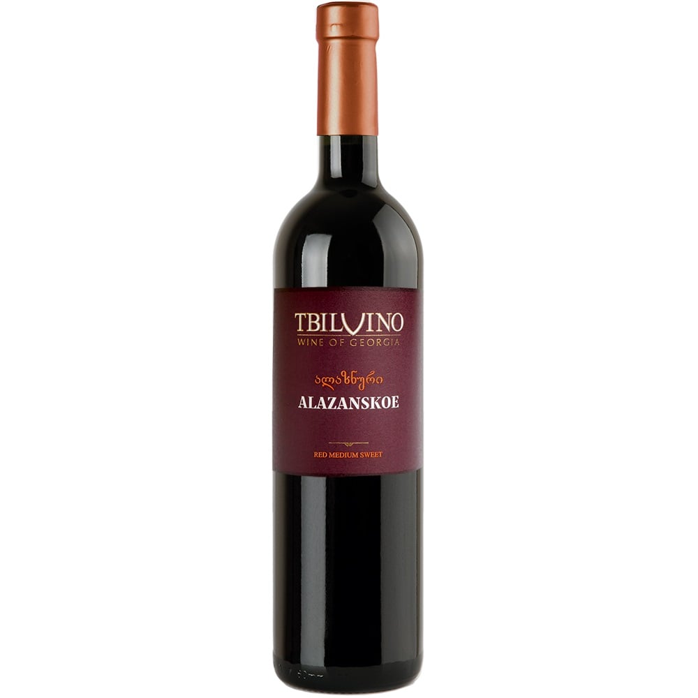 Вино Tbilvino Alazanskoe, червоне, напівсолодке, 12,5%, 0,75 л - фото 1