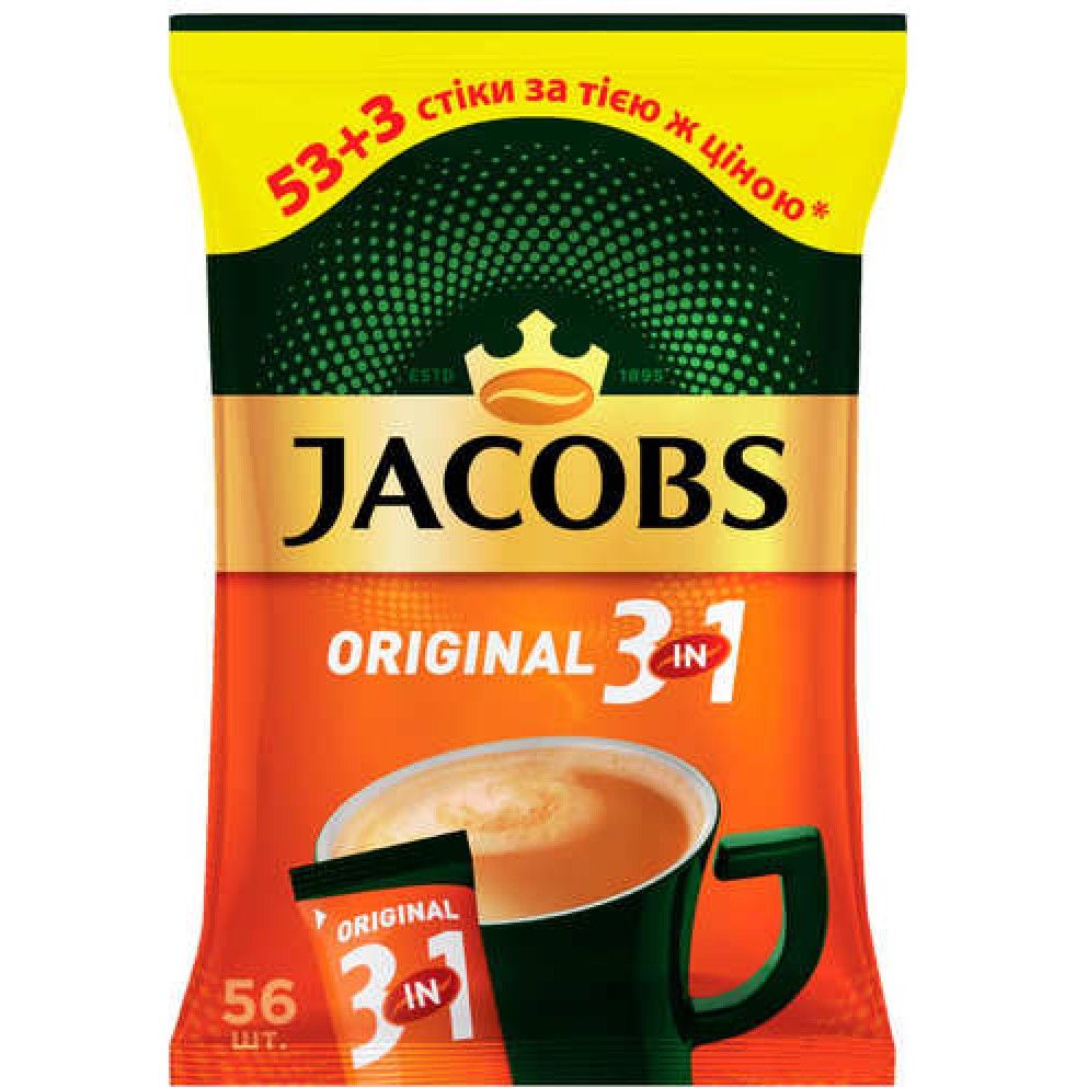 Напій кавовий Jacobs 3 в 1 Original Мультипакет, 672 г (56 шт.х12 г) (589862) - фото 1