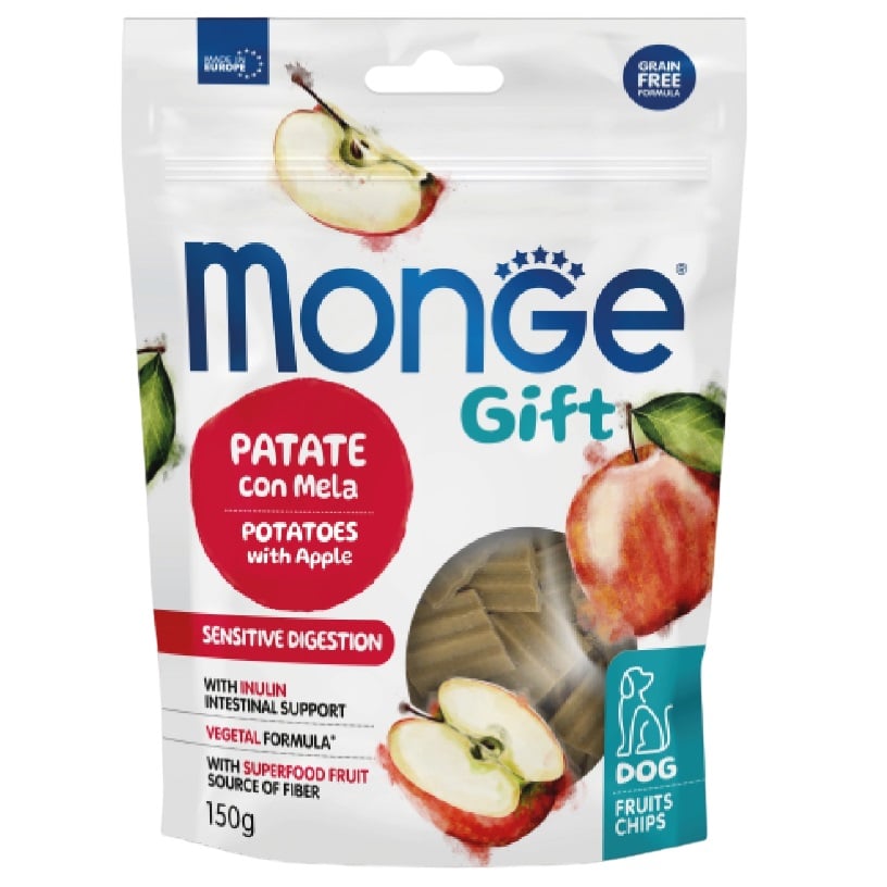 Лакомство для собак Monge Gift Dog Fruit Chips Sensitive digestion, картофель с яблоком, 150 г (70085786) - фото 1