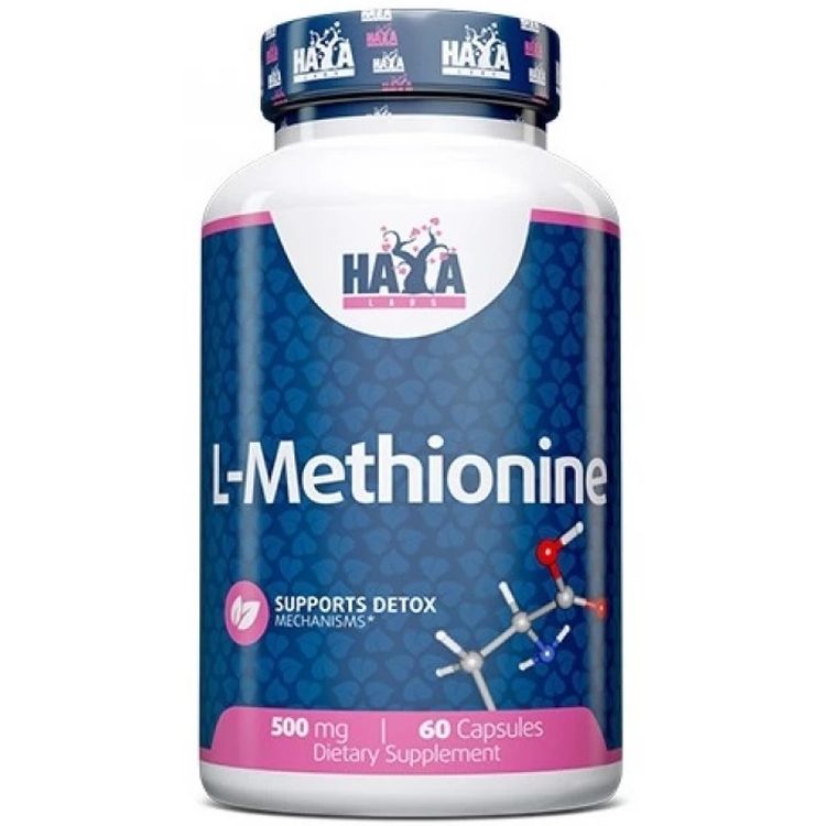 Амінокислота L-Метіонін Haya Labs L-Methionine 500 мг 60 капсул - фото 1