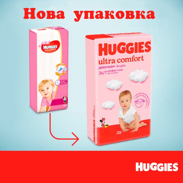Набір підгузків для дівчаток Huggies Ultra Comfort 4 (8-14 кг), 132 шт. (2 уп. по 66 шт.) - фото 6