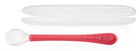 Силиконовая ложка Nuby Easy Grip, с длинной ручкой, в контейнере, розовый (5556pnk) - фото 1
